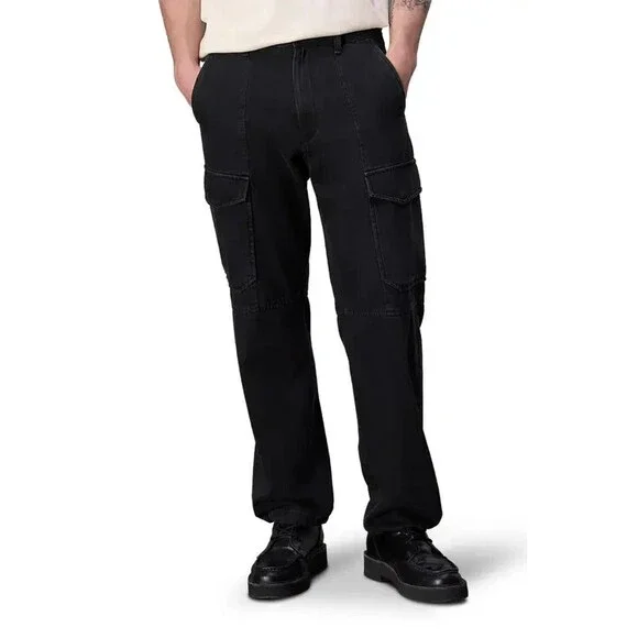 Rag & Bone Fit 4 Denim Cargo Pants Men's 29 Black Pockets Button Zip Closure - Picture 1 of 15